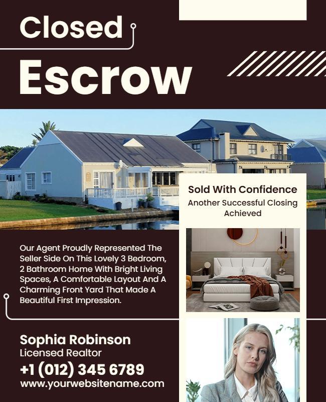 Real Estate Closed Escrow Announcement Flyer Template