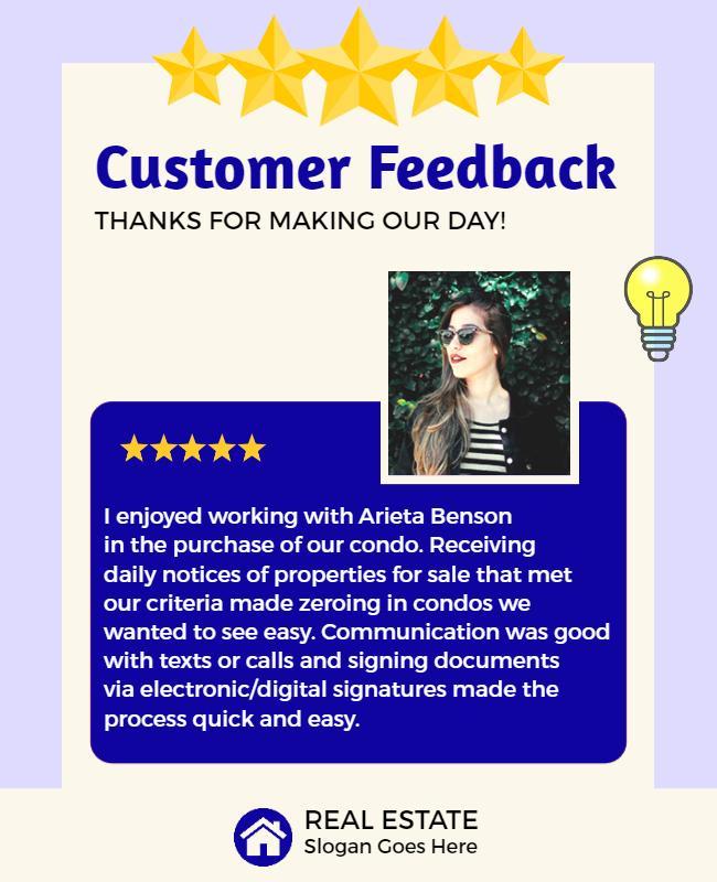 Real Estate Customer Feedback Testimonial Flyer Template