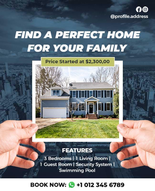 Real Estate Family Home Promotion Flyer Template