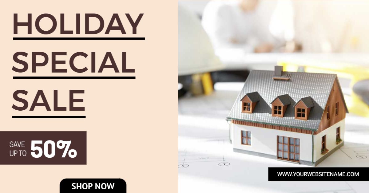 Real Estate Holiday Special Sale with Cozy Home Model Banner Template
