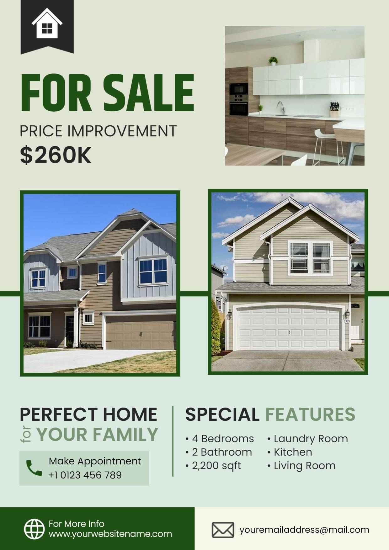 Real Estate Home for Sale A4 Flyer Template