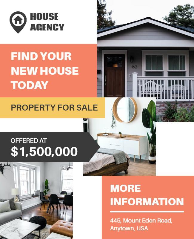 Real Estate House Sale Advertisement Flyer Template