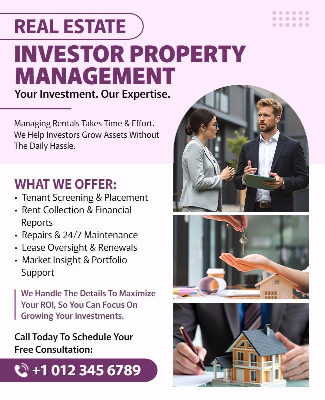 Real Estate Investor Property Management Services Flyer Template