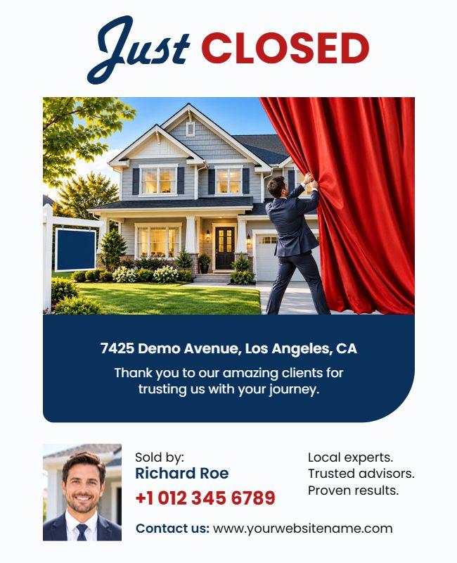 Real Estate Just Closed Announcement Flyer Template