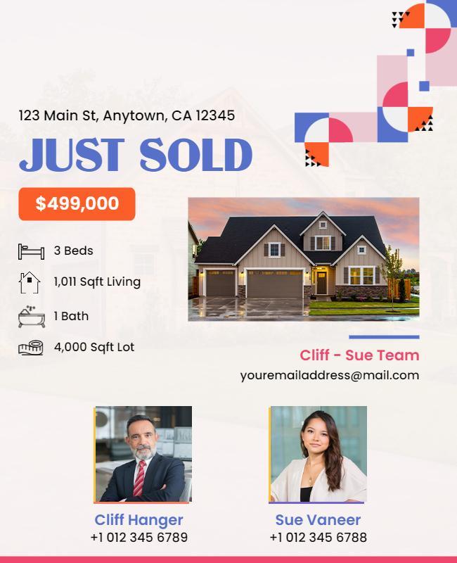 Real Estate Just Sold Announcement Flyer Template