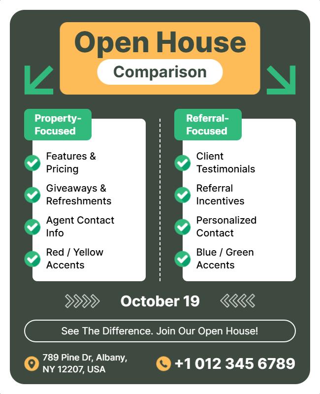 Real Estate Open House Comparison Flyer Template