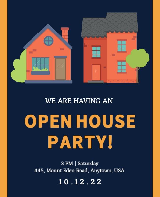 Playful Illustrated Open House Party Invitation Flyer Template