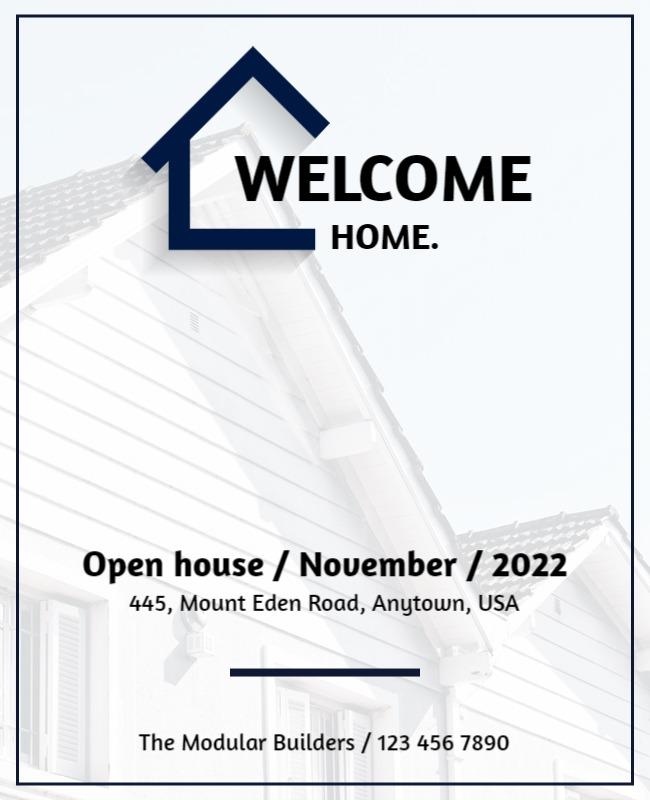 Modern Blue Welcome Home Open House Flyer Template