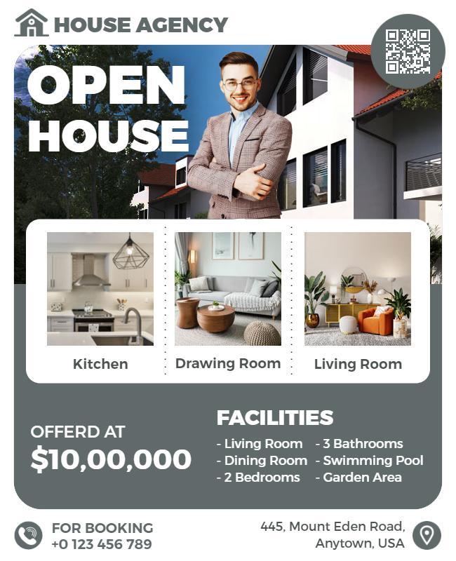 Modern Real Estate Open House Invitation Flyer Template