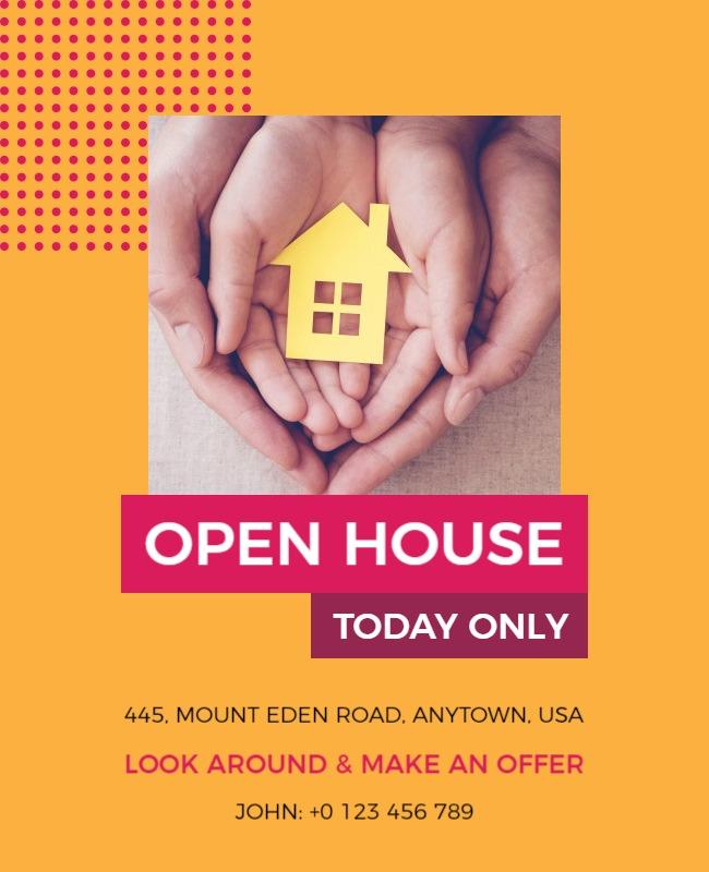 Vibrant Yellow Open House Invitation Flyer Template