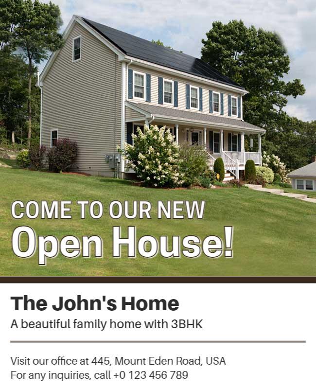 Welcoming Beige Open House Family Home Flyer Template