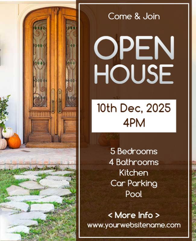 Charming Earthy Open House Invitation Flyer Template