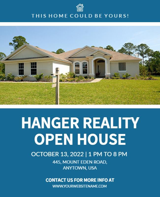 Inviting Blue Real Estate Open House Flyer Template