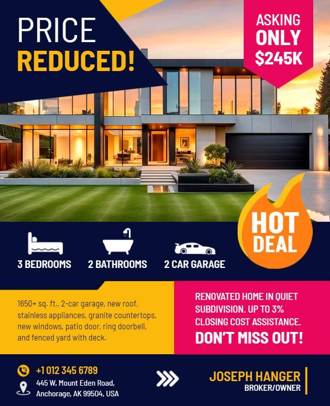 Real Estate Price Reduction Flyer Template