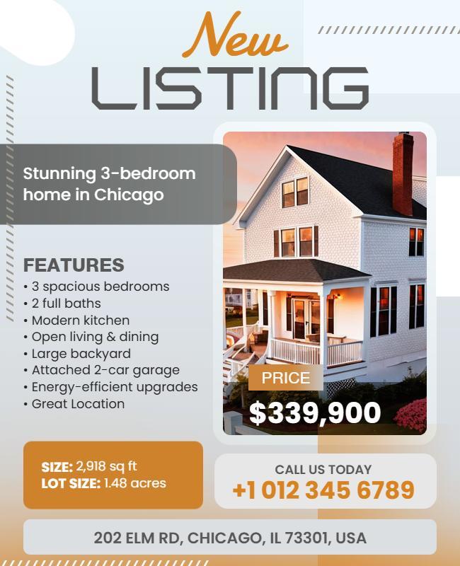 Modern Monochrome Real Estate Listing Flyer Template