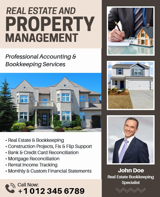 Real Estate Property Management Bookkeeping Services Flyer Template