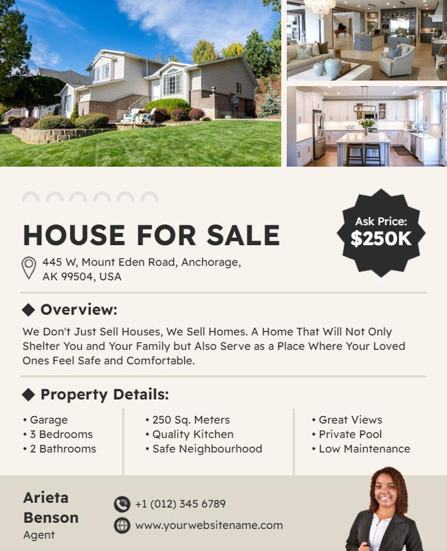 Elegant Modern Home for Sale Real Estate Flyer Template