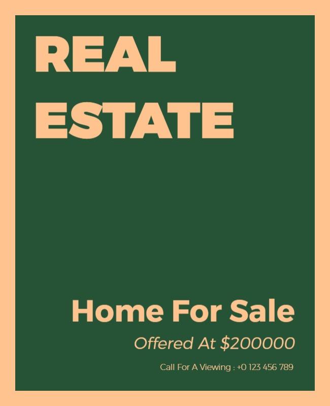 Modern Green Real Estate Home For Sale Flyer Template