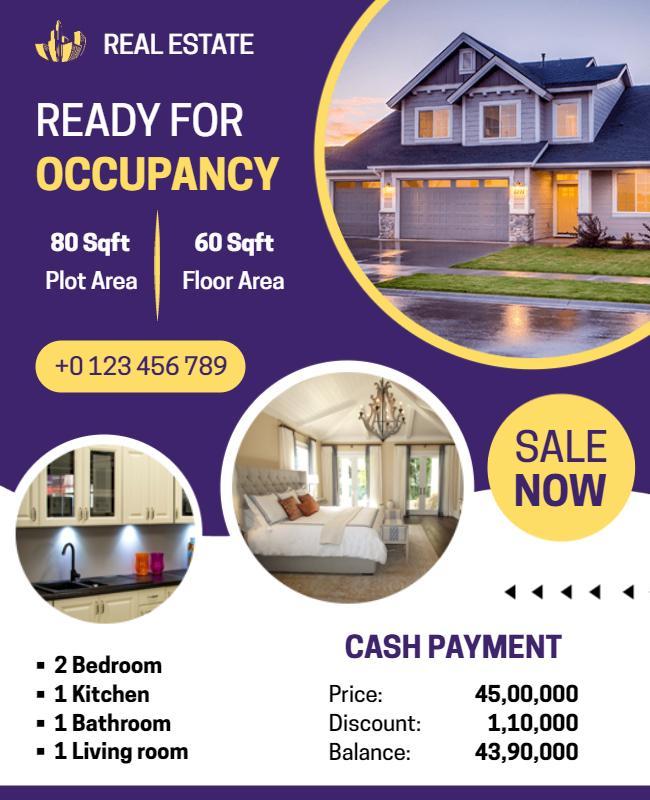 Modern Purple Real Estate Property Sale Flyer Template