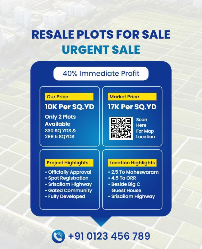 Real Estate Resale Plots Urgent Sale Flyer Template