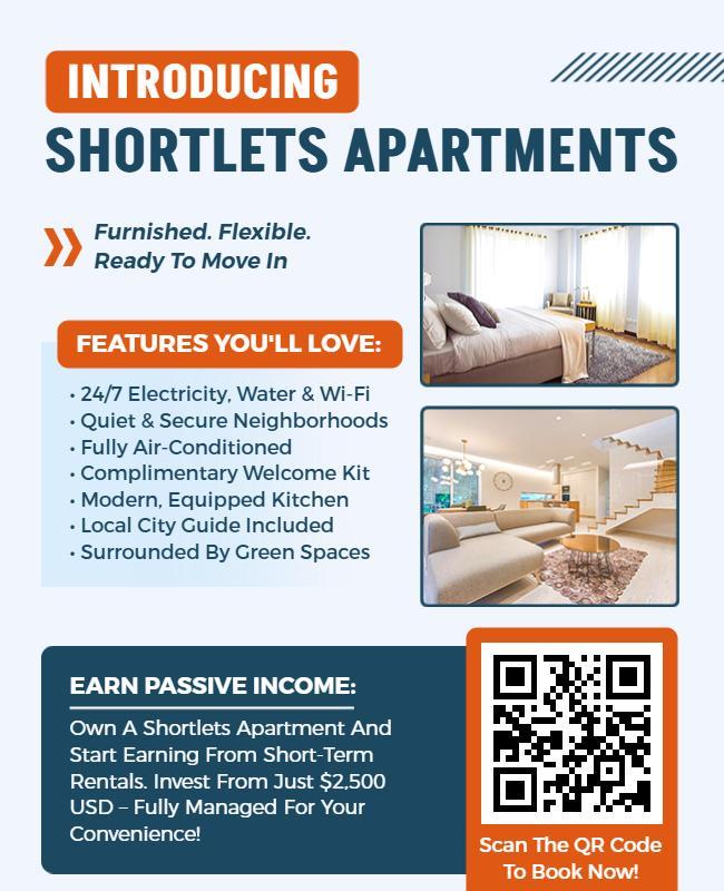 Real Estate Shortlets Apartments Rental Information Flyer Template