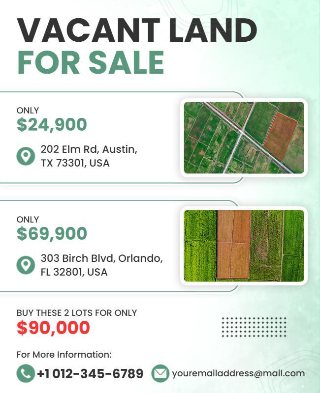 Real Estate Vacant Land for Sale Promotional Flyer Template