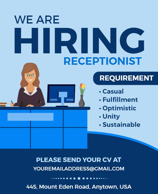 Receptionist Hiring Opportunity Flyer Template