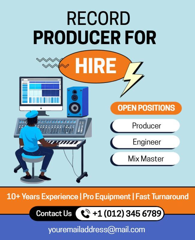 Record Producer Hiring Open Positions Flyer Template