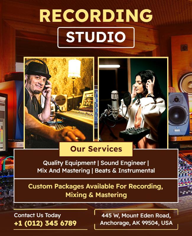 Recording Studio Services Advertisement Flyer Template