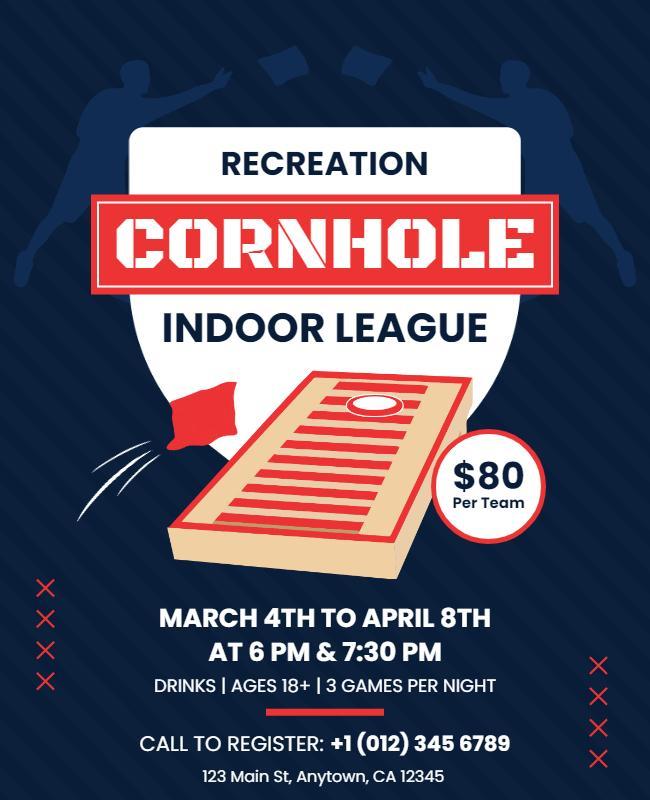 Recreation Cornhole Indoor League Flyer Template