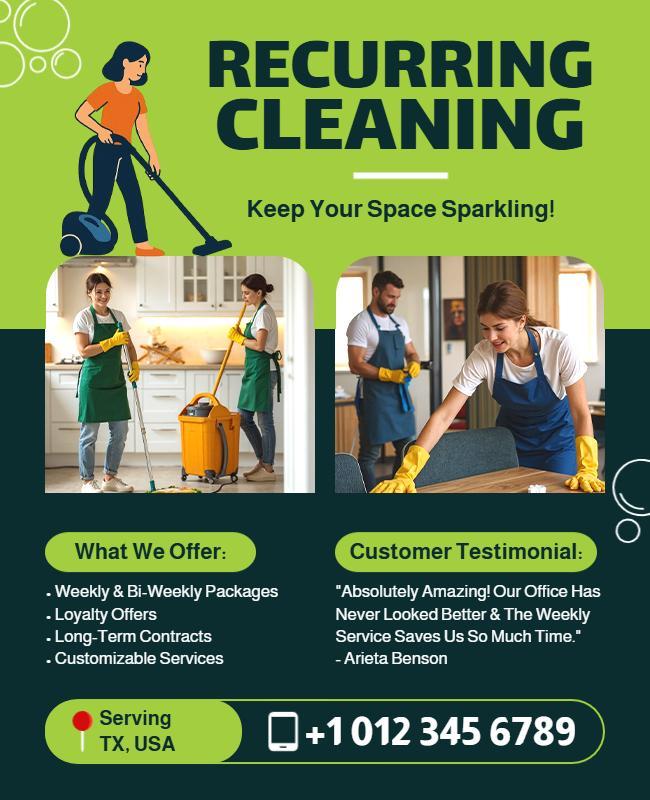 Recurring Cleaning Service Promotional Flyer Template