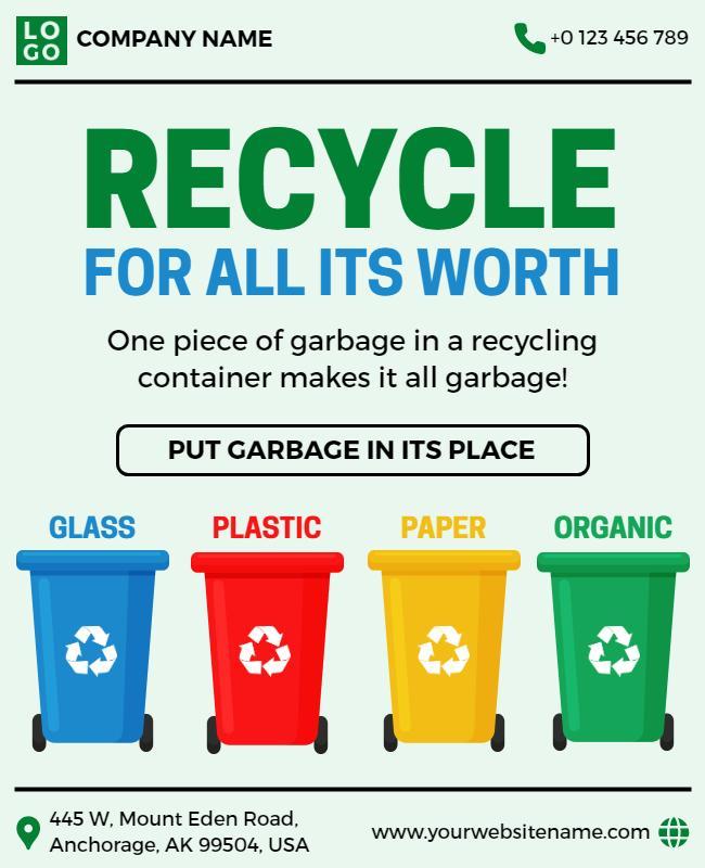 Recycling Awareness and Eco Friendly Initiative Flyer Template