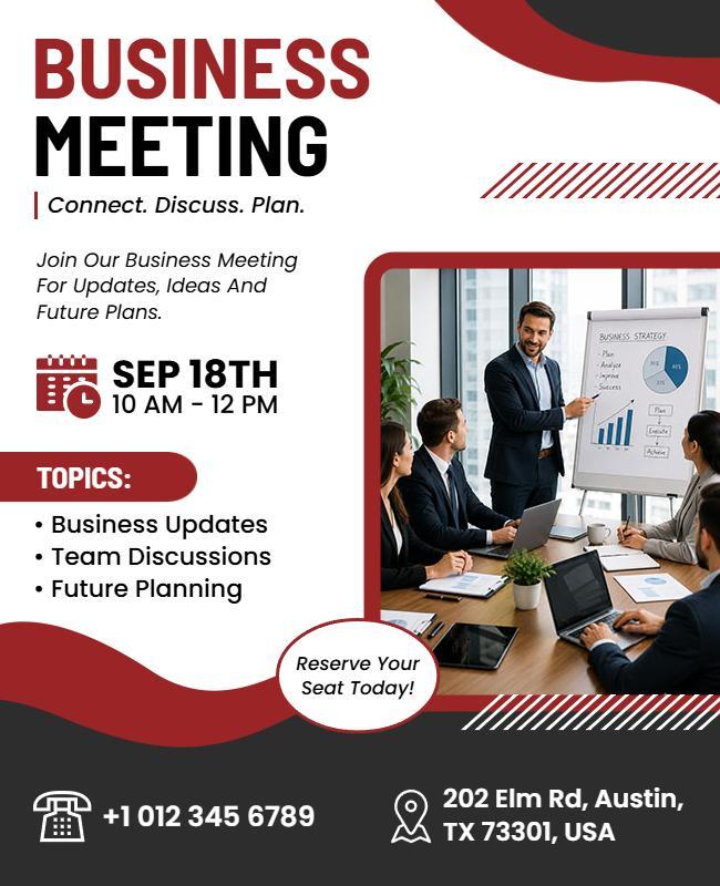 Red and Black Corporate Business Meeting Flyer Template