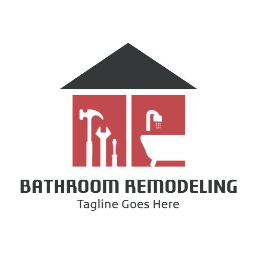Red and Black Modern Design for Bathroom Remodeling Logo Template