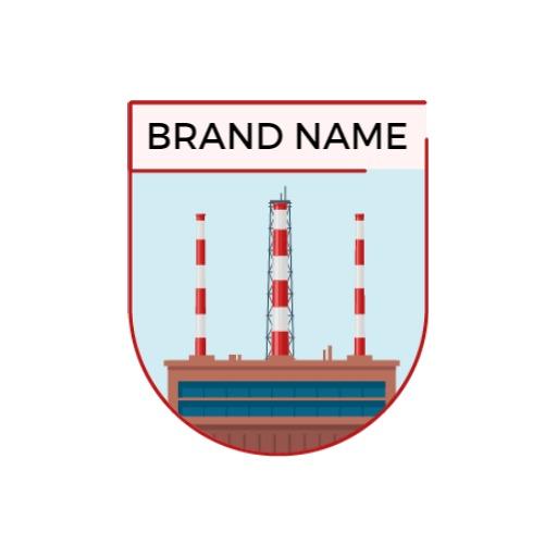 Red and Blue Industrial Factory Design Illustrating Industry Logo Template