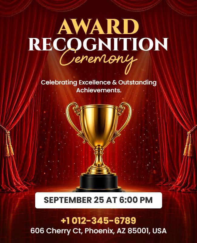 Red and Gold Theme Award Recognition Ceremony Celebration Poster Template