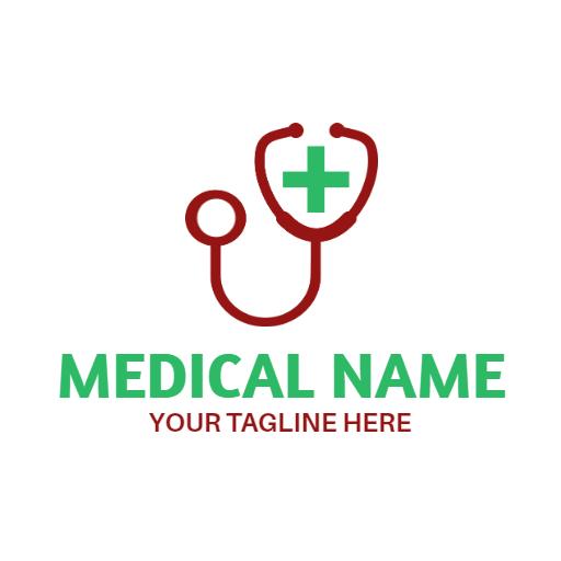 Red and Green Stethoscope Design for Pharmacy Logo Template