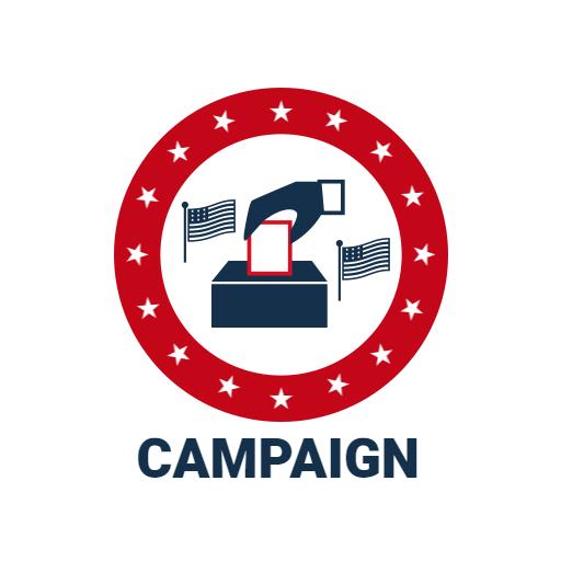 Red and White Icon Featuring Voting Process Campaign Logo Template