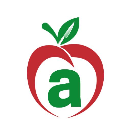 Red Apple Illustration Featuring the Letter A Logo Template