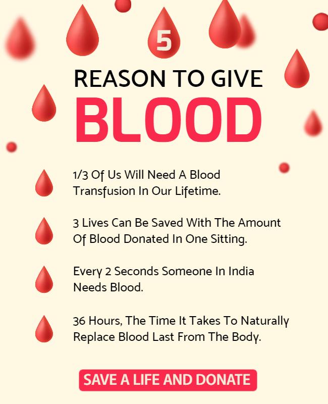 Red Awareness Campaign for Blood Donation Poster Template