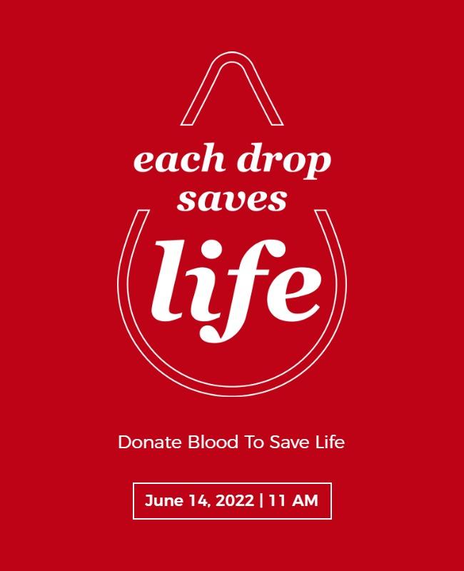 Red Bold Blood Donation Awareness Campaign Poster Template