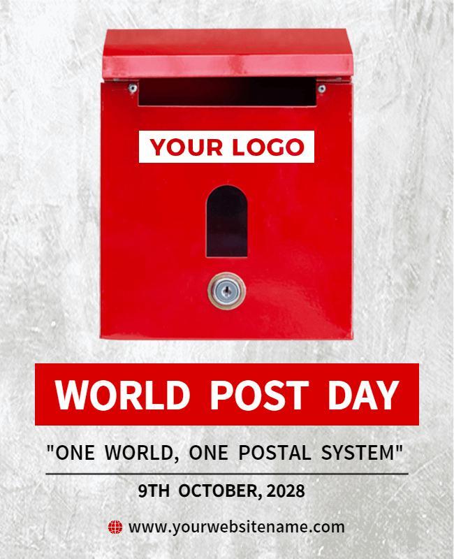 Red Bold World Post Day Celebration Poster Template