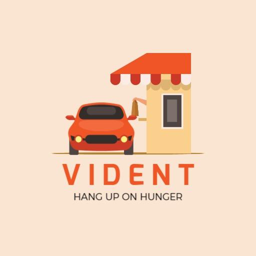 Red Car at a Fast Food Restaurant Drive-Thru Logo Template