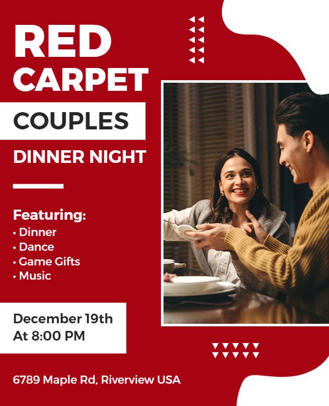 Red Carpet Couples Dinner Night Flyer Template