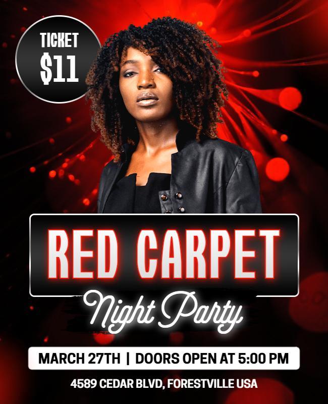 Red Carpet Night Party Event Flyer Template