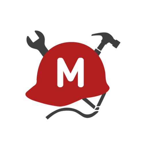 Red Construction Helmet with Alphabet Letter M Logo Template
