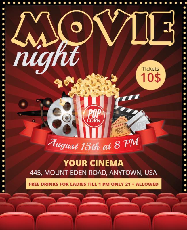 Red Creative Movie Night Poster Template