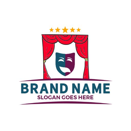 Red Curtains Highlighting Artistic Drama Performance Logo Template