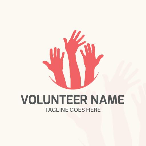 Red Hands Symbolizing Community in Volunteer Action Logo Template