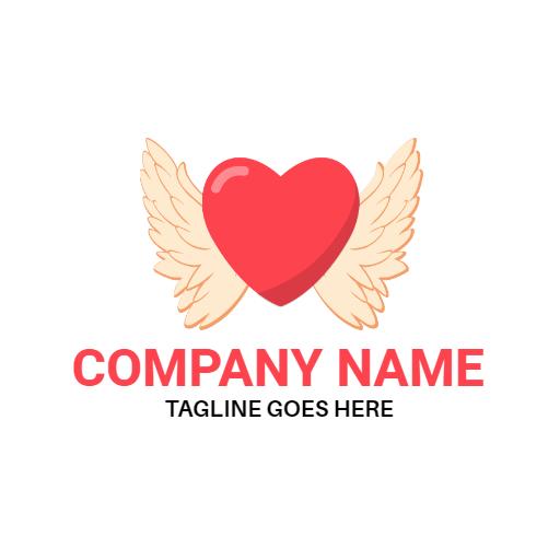 Red Heart with Elegant Wings Symbolizing Love Services Logo Template
